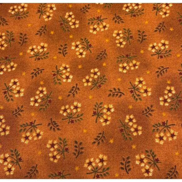 Henry Glass Fabric 1419 Wit & Wisdom 1/2 yard Cotton Floral Pattern Rust Orange - Picture 2 of 12